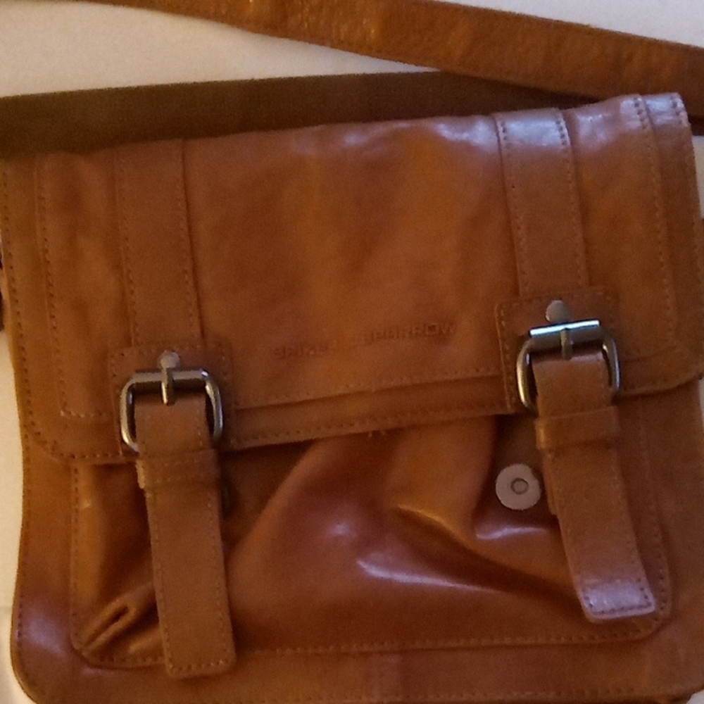 Vintage Spike And Sparrow Small Messenger Brown Leather Hand Bag Snap Front